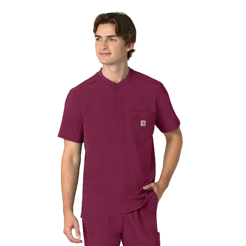 Carhartt Force Cross-Flex Men's Henley Scrub Top - Wine Refined Men's Classic 