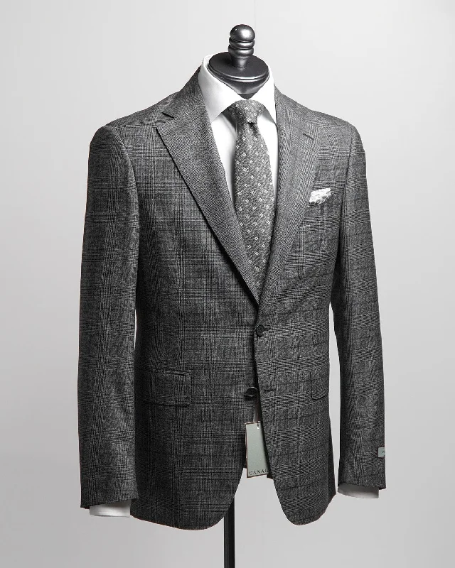 Prince Of Wales Super 130's Grey Suit Bold Men's Animal