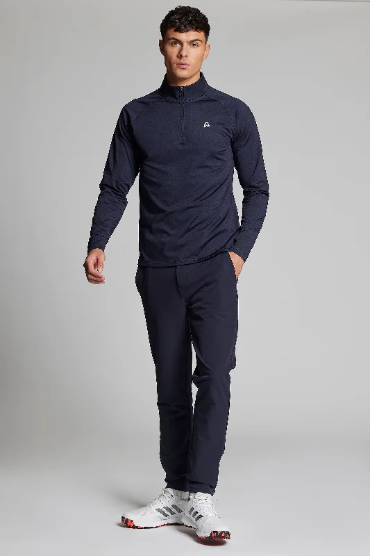 Fleece Back Slim Fit 1/4 Zip Top - Ace Navy Casual Men's Loose