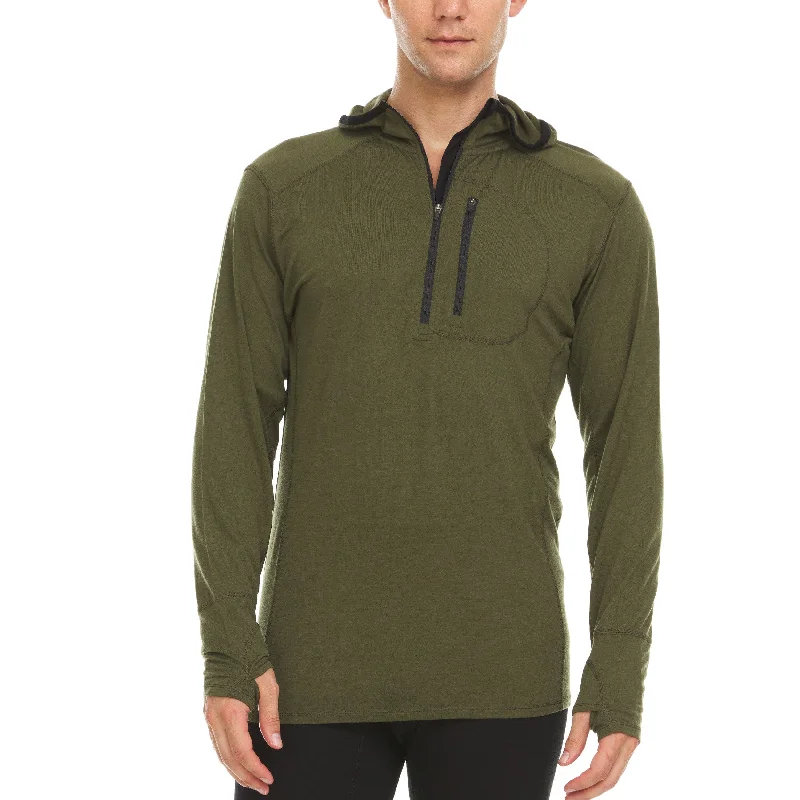 Micro Weight - Men's Wool 1/4 Zip Sun Hoodie Woolverino Hip Men's Retro