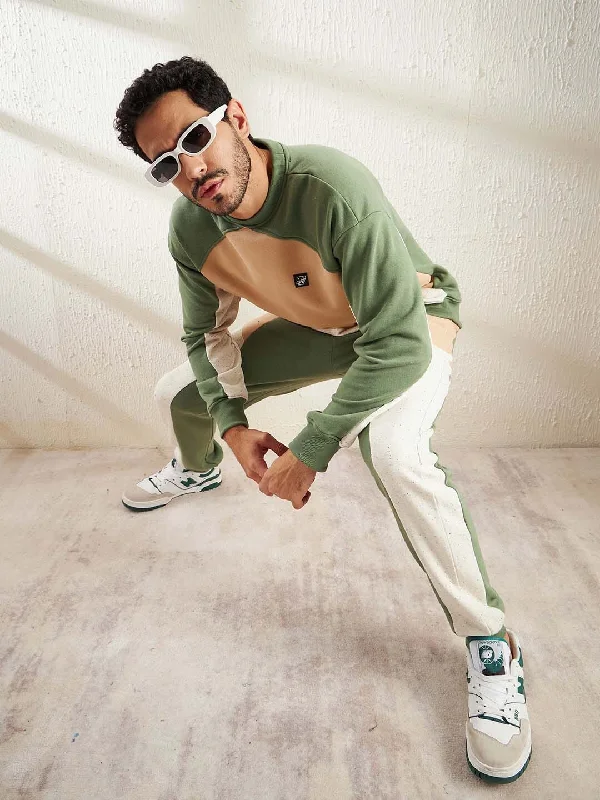 Mineral Green Cut And Sew Tracksuit Laid