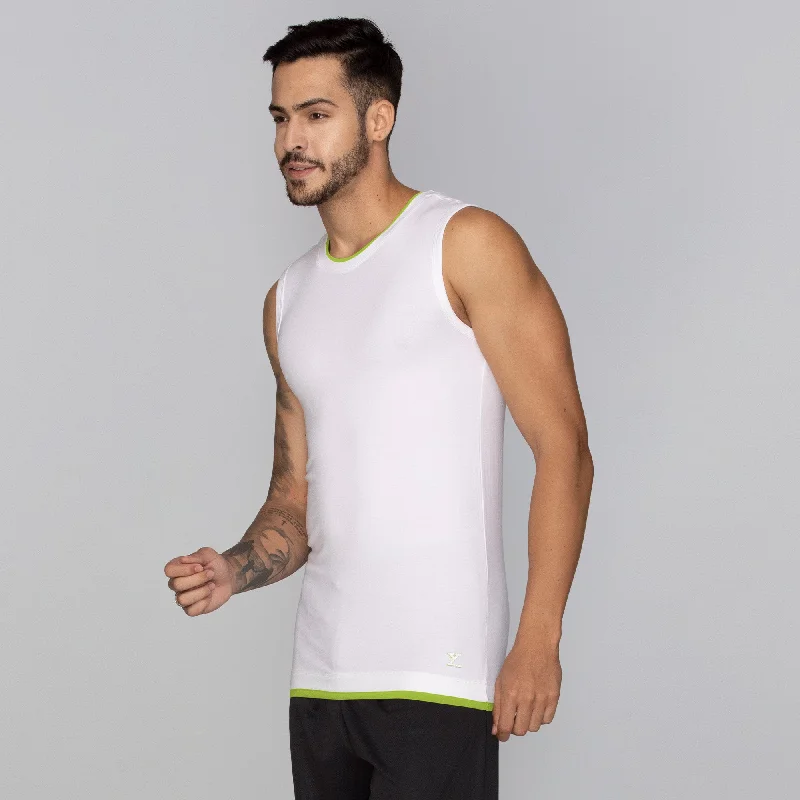 Activo Combed Cotton Gym Vest Polar White Stylish Men's Tropical 