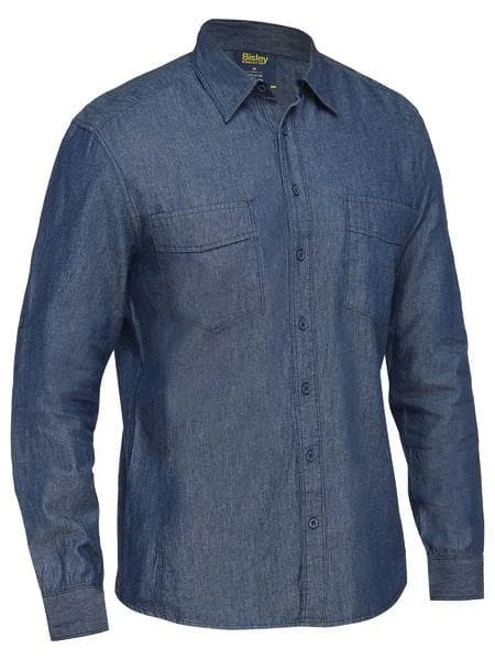 Bisley Mens Long Sleeve Denim Work Shirt (BS6602) Relaxed Men's Beach
