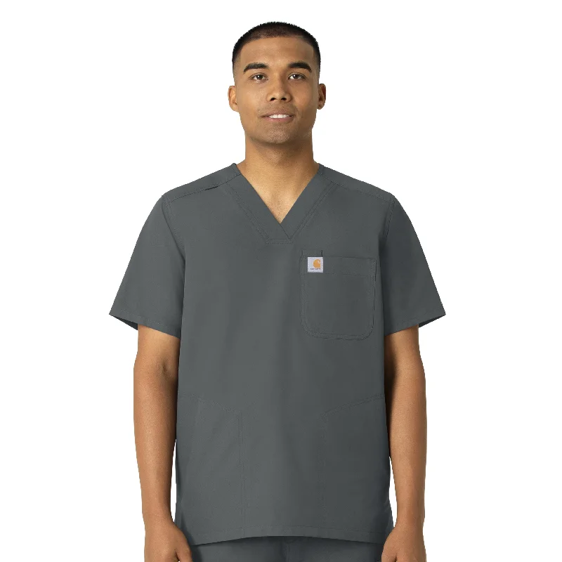 Carhartt Force Essentials Men's V-Neck Shirttail Scrub Top - Pewter Refined Men's Velvet Carhartt Force Essentials Men's V-Neck Shirttail Scrub Top - Pewter Refined Men's Velvet