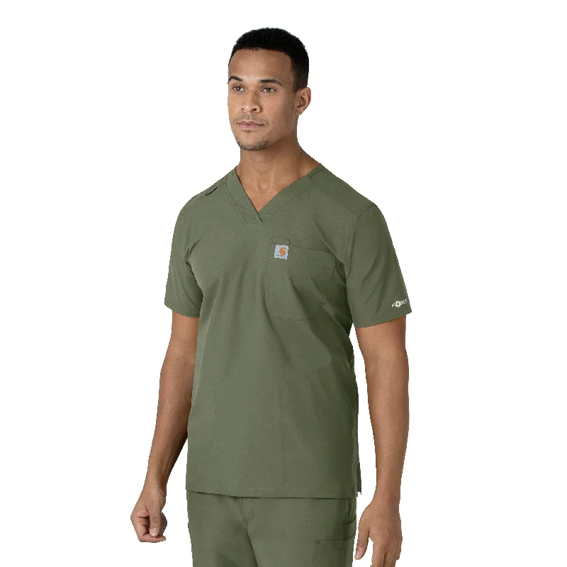 Carhartt Force Essentials Men's V-Neck Shirttail Scrub Top - Olive Sleek Men's Metallic Carhartt Force Essentials Men's V-Neck Shirttail Scrub Top - Olive Sleek Men's Metallic