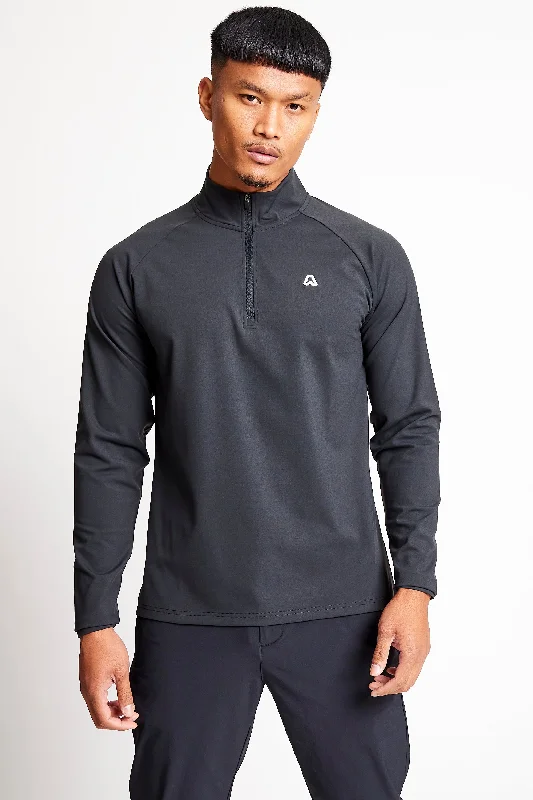 Slim Fit 1/4 Zip Top - Putter Black Cozy Men's Winter