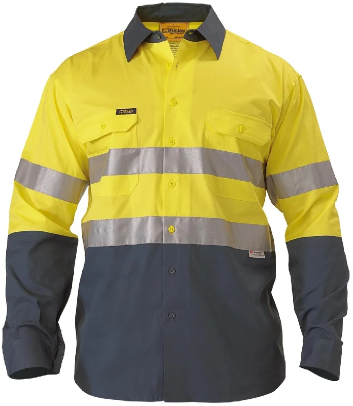 Bisley 2 Tone 3M HiVis Lightweight Gusset Cuff Shirt -Long Sleeve-Yellow/Bottle (BS6896) Confident Men's Power Bisley 2 Tone 3M HiVis Lightweight Gusset Cuff Shirt -Long Sleeve-Yellow/Bottle (BS6896) Confident Men's Power