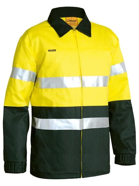 Bisley 2 Tone Hi Vis Drill Jacket 3M Reflective Tape - Yellow/Bottle (BK6710T) Relaxed Men's Australian Bisley 2 Tone Hi Vis Drill Jacket 3M Reflective Tape - Yellow/Bottle (BK6710T) Relaxed Men's Australian