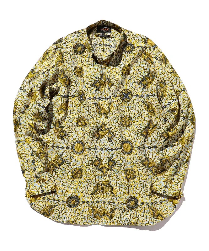 Beams Plus B.D. Cotton Rayon Batik Print Classic Fit - White Elegant Men's Cashmere