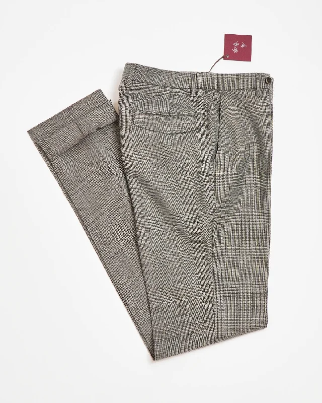 Classical Houndstooth Check Wool Dress Pants Polished Men's Silk