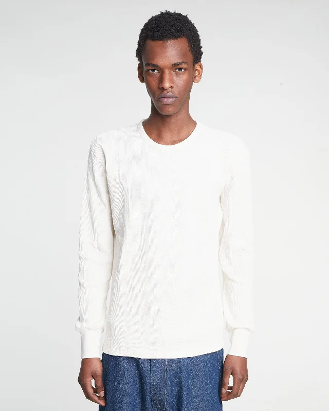 L/S Thermo Waffle T Jersey Off White Practical Men's Quick