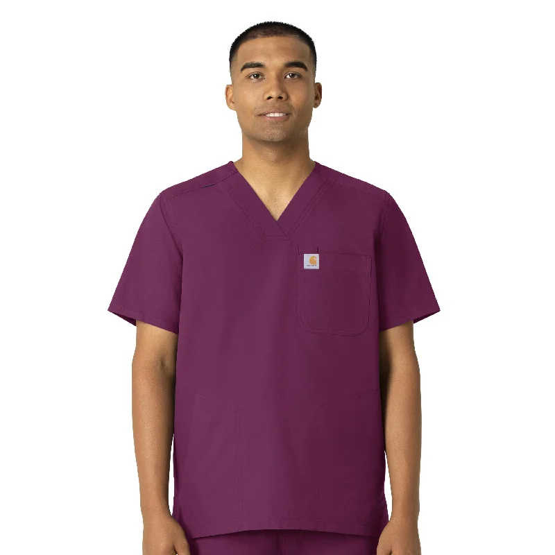 Carhartt Force Essentials Men's V-Neck Shirttail Scrub Top - Wine Casual Men's Short Carhartt Force Essentials Men's V-Neck Shirttail Scrub Top - Wine Casual Men's Short