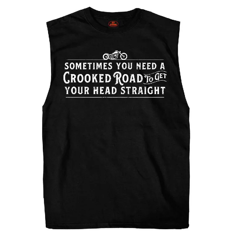 Hot Leathers GMT3438 Men’s Shooter Crooked Road Sleeveless Black Tank Top Shirt Modern Men's Tech
