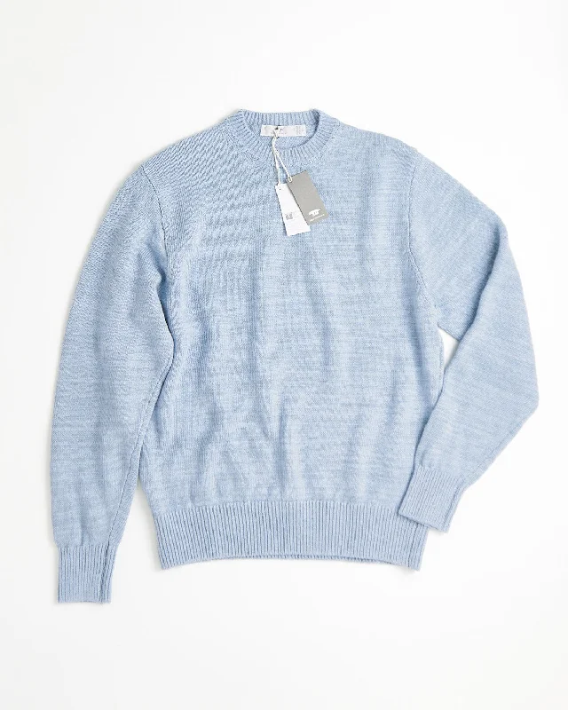 Full Fashioned Linen Crewneck Sweater Sporty Men's Athleisure 