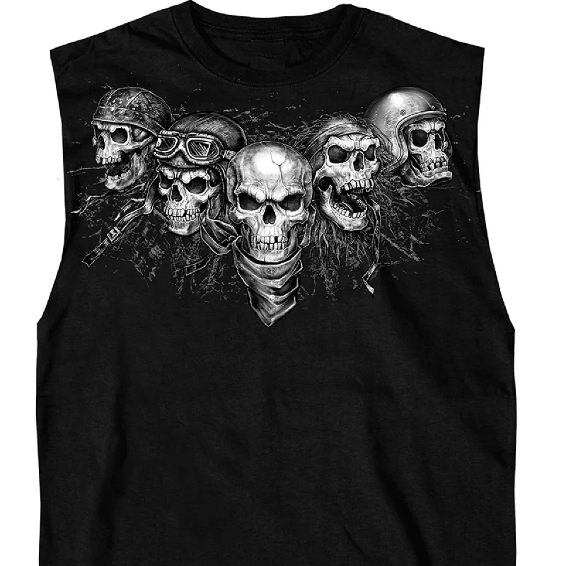 Hot Leathers GMT3423 Men’s Five Skull Sleeveless Shooter Black Tank Top Shirt Relaxed Men's Beach