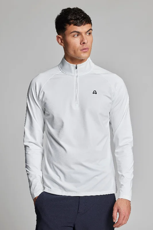 Fleece Back Slim Fit 1/4 Zip Top - Chalk White Confident Men's Power