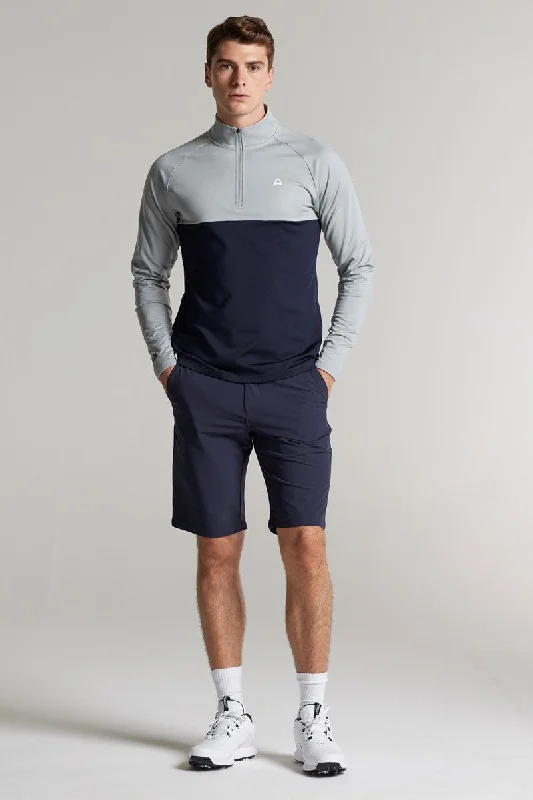 Weyburn Panelled 1/4 Zip Top - Driver Grey / Ace Navy Dynamic Men's Glow