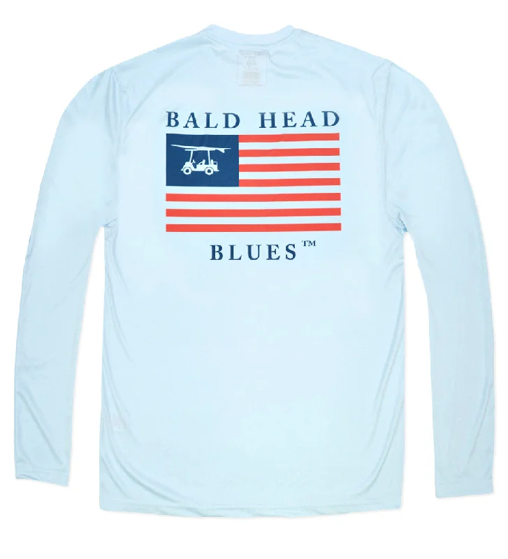 Performance Long Sleeve USA T-Shirt - Arctic Blue Dapper Men's Bow