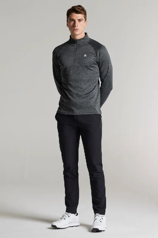 Burnaby Thermal 1/4 Zip Top - Putter Black Marl Stylish Men's Neon
