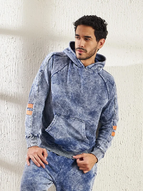 Indigo Oversized hooded Sweatshirt Vintage Men's 1970S Disco