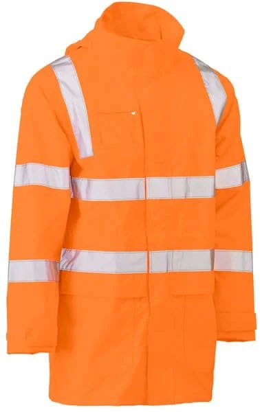 Bisley Taped Hi Vis Rail Wet Weather Jacket (BJ6964T)-Rail Orange Street