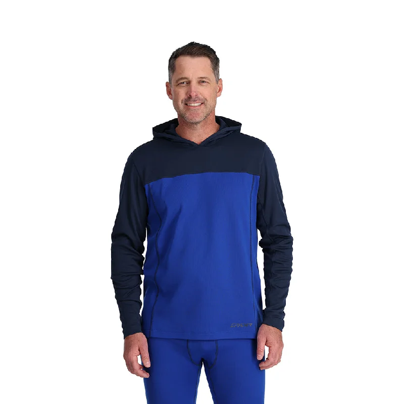 Mens Stretch Charger Hoodie - Electric Blue Unique Men's Patch