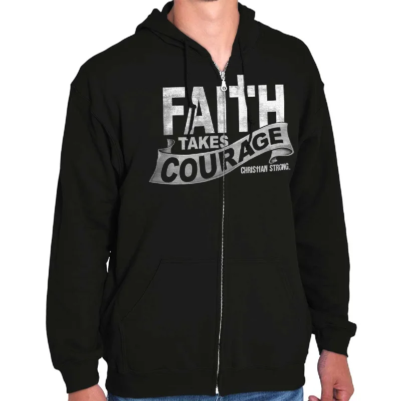 Faith Takes Courage Zip Hoodie Stylish Men's Tropical 