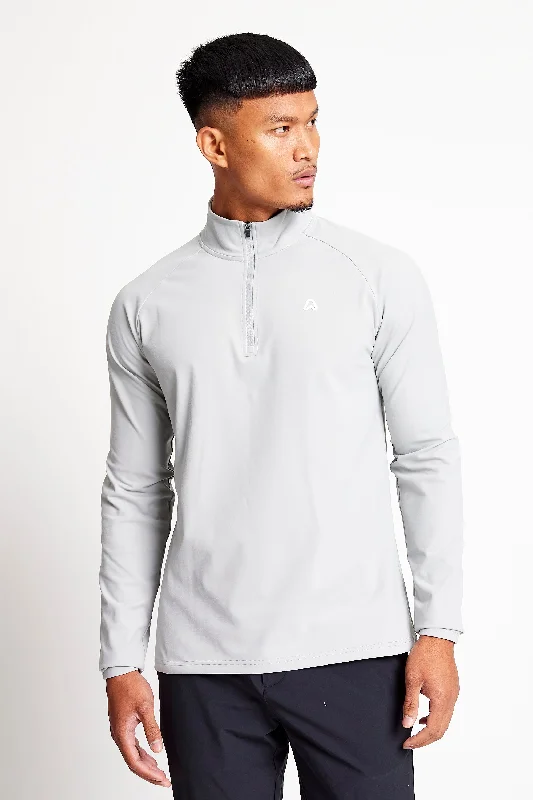 Slim Fit 1/4 Zip Top - Driver Grey Relaxed Men's Australian 