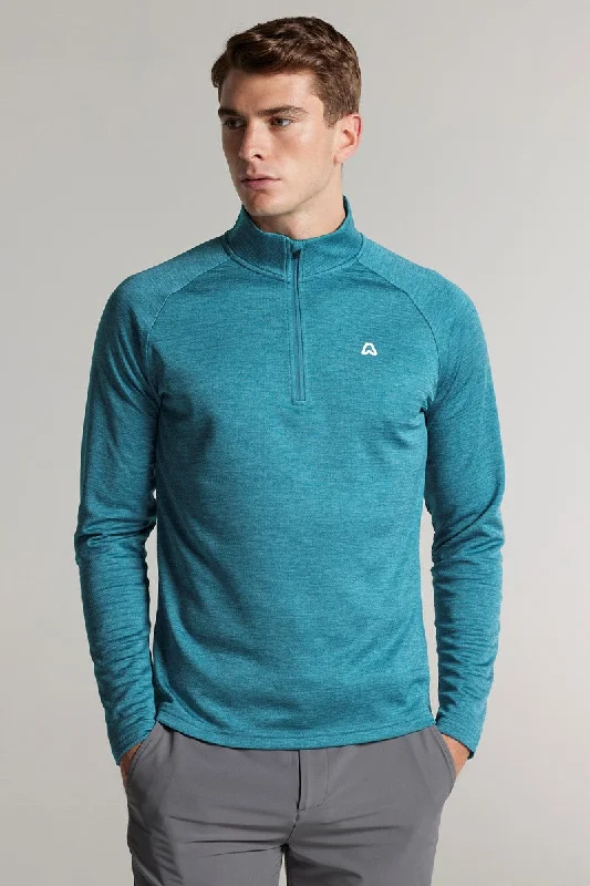 Burnaby Thermal 1/4 Zip Top - Tee Time Teal Marl Relaxed Men's Beach