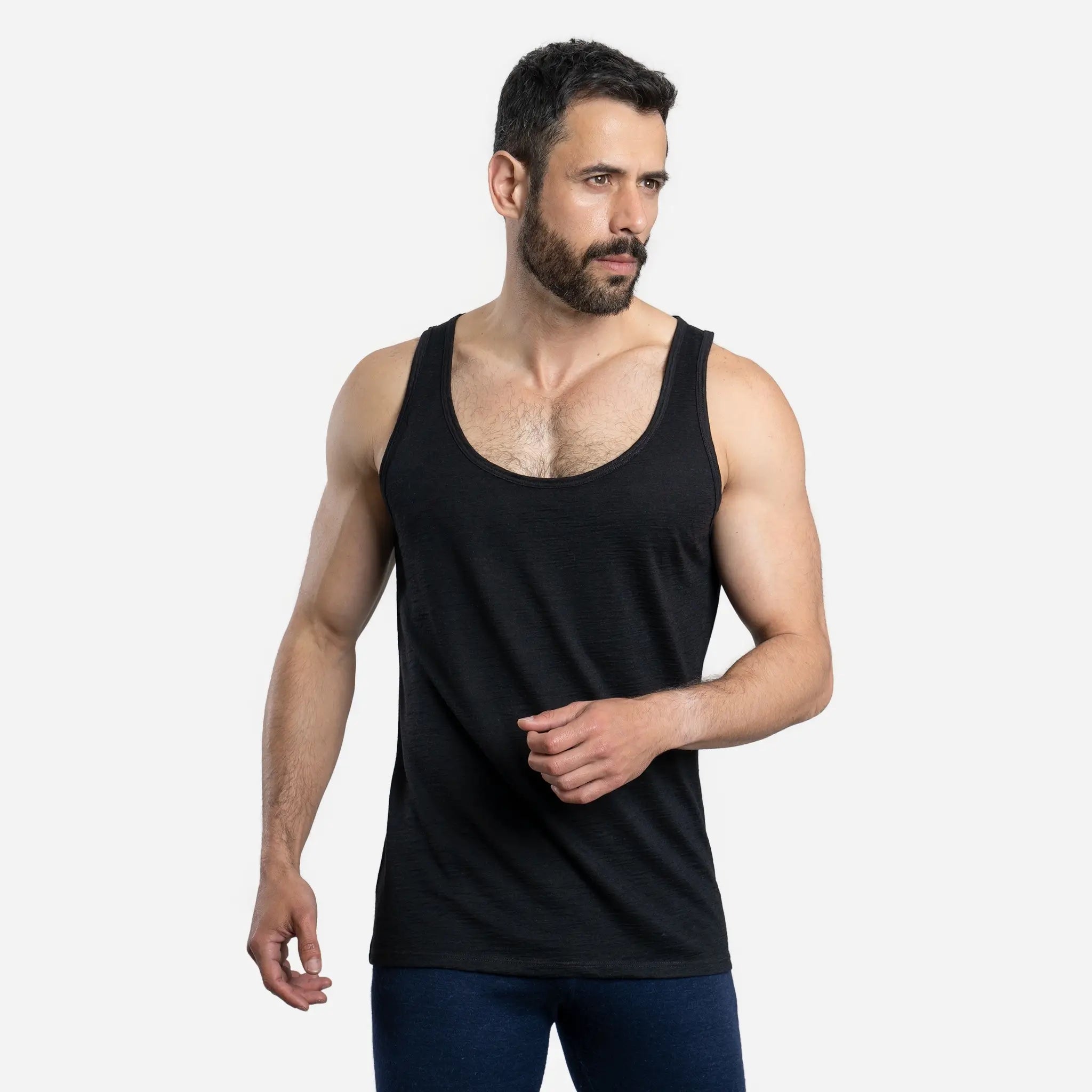 Men's Alpaca Wool Tank Top: 160 Ultralight Refined Men's Hand