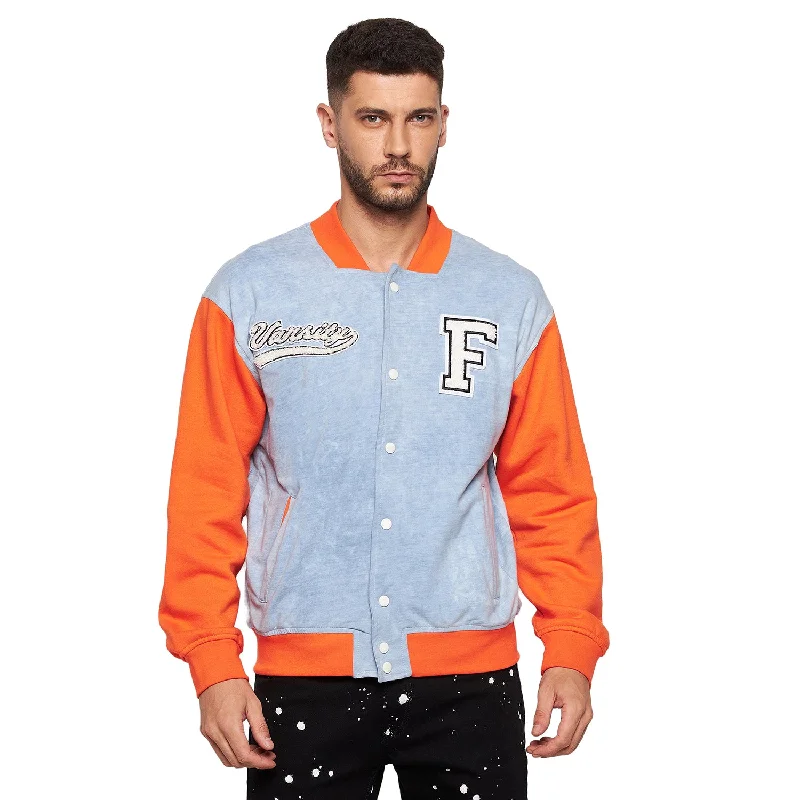Indigo Orange Varsity Jacket Elegant Men's Formal 