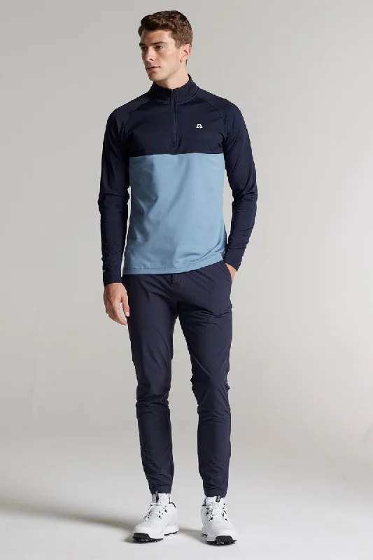 Weyburn Panelled 1/4 Zip Top - Ace Navy / Shadow Blue Modern Men's Tech