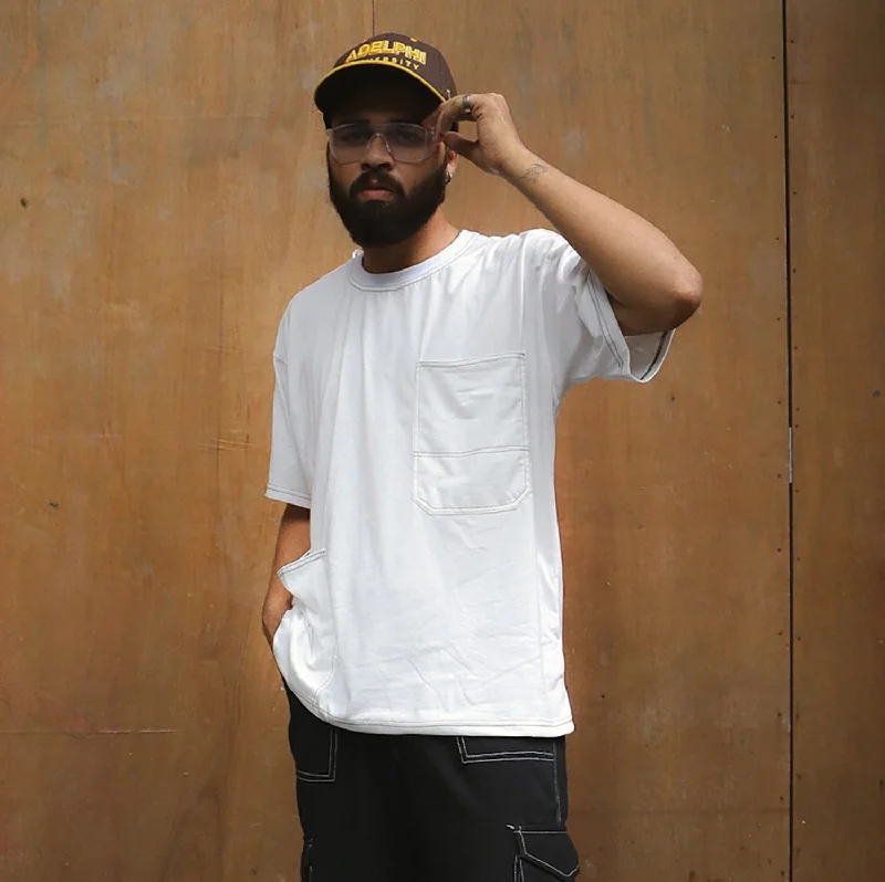 White Oversized Carpenter Tshirt Modern Men's 