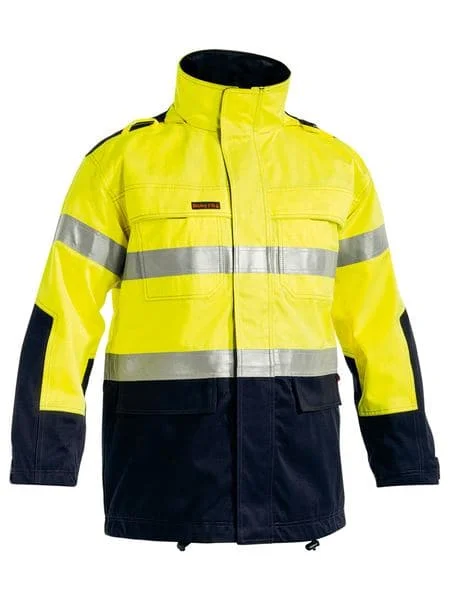 Bisley Taped Two Tone Hi Vis FR Jacket (BJ8100T) Trendy Men's Scandinavian