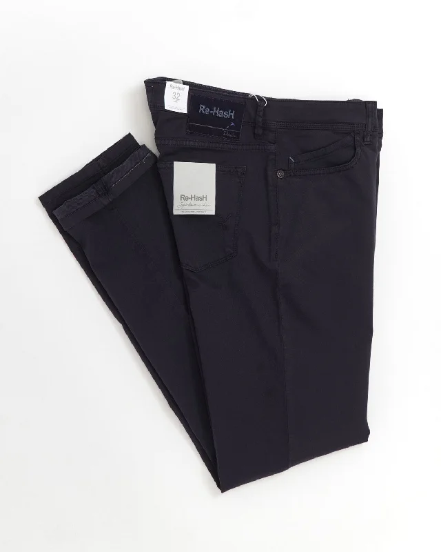 Navy Cotton Tencel Lightweight Summer Pants Refined Men's European