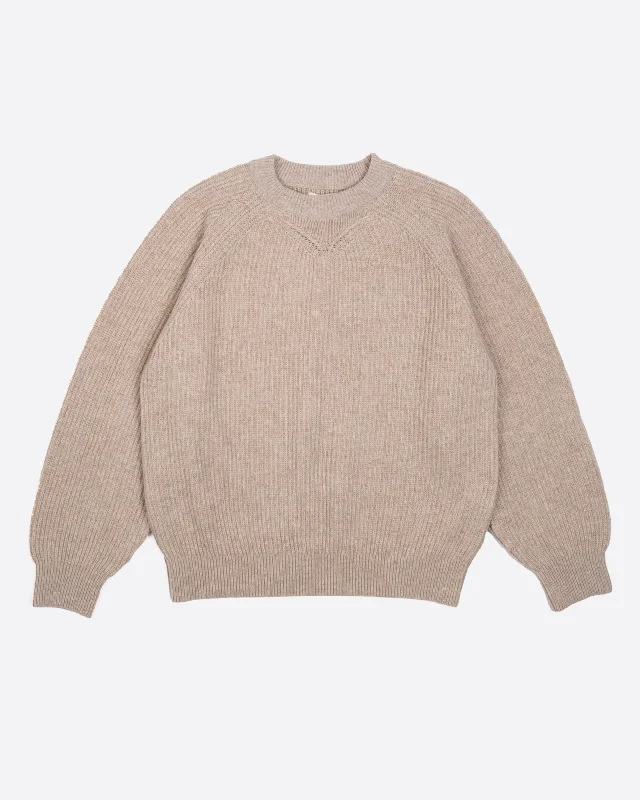Crew Neck Sweater Yarn Delta Oatmeal Polished Men's Satin