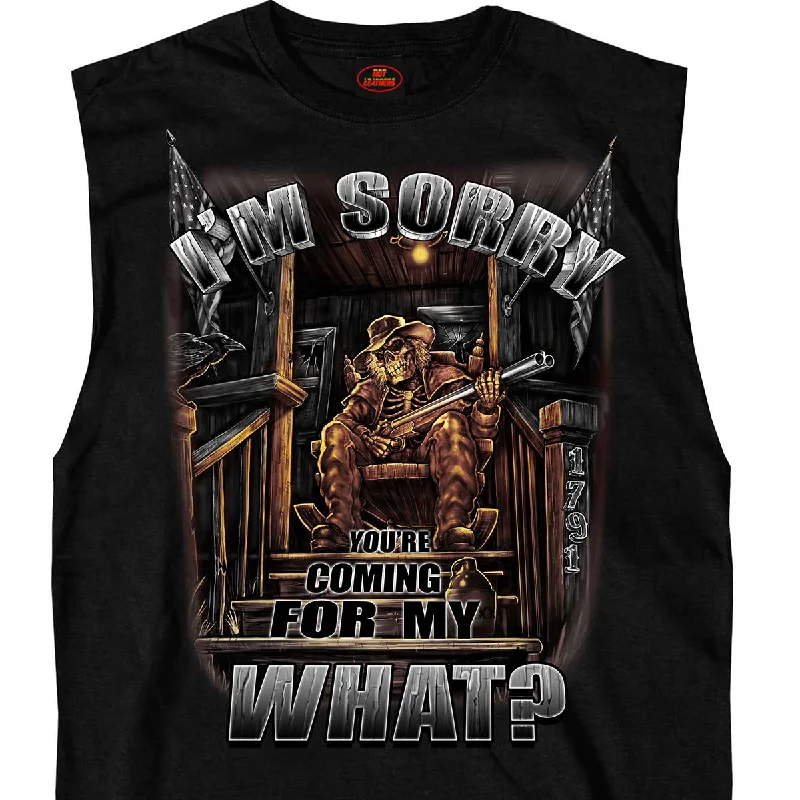 Hot Leathers GMT3337 Men’s Black 'Coming For My What' Sleeveless Tank Top Shirt Dapper Men's Bow
