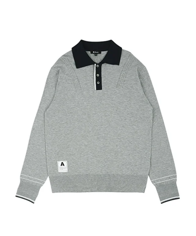 AVEN Men's Preppy Polo Knit - Gray Business