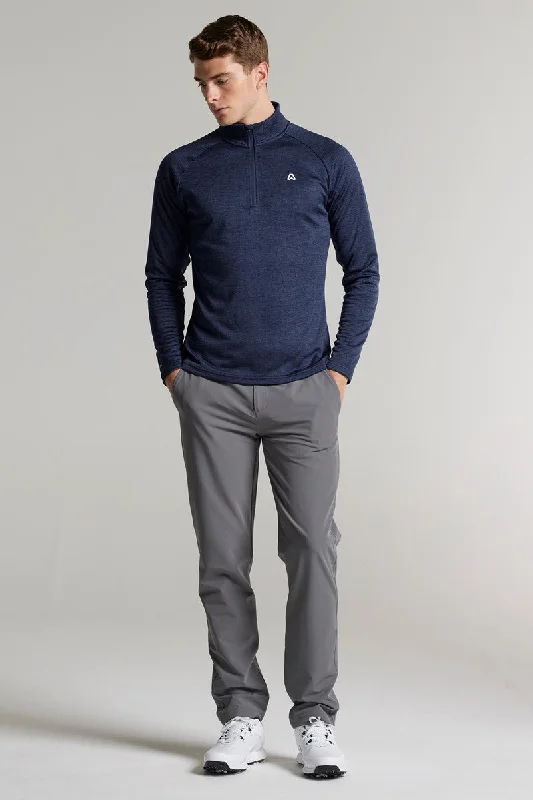 Burnaby Thermal 1/4 Zip Top - Ace Navy Marl Modern Men's Geometric
