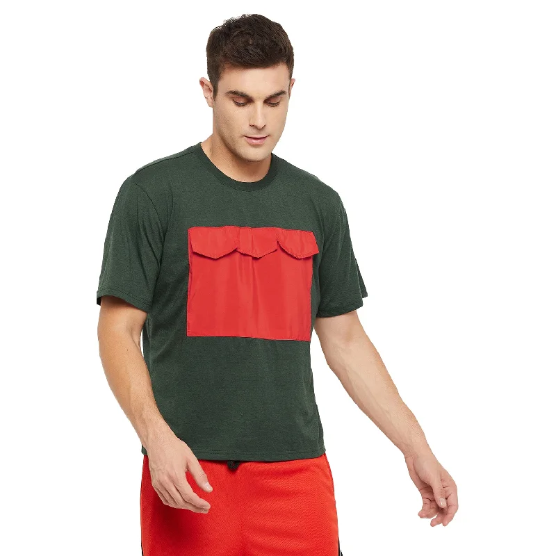 Forest Green Red Patch Pocket Tshirt Bold Men's Animal