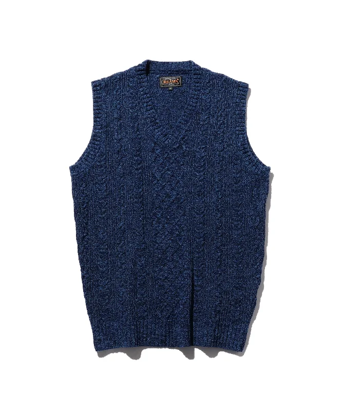 Beams Plus | Alan Pattern Vest Cotton Wool | Indigo Streetwear Style