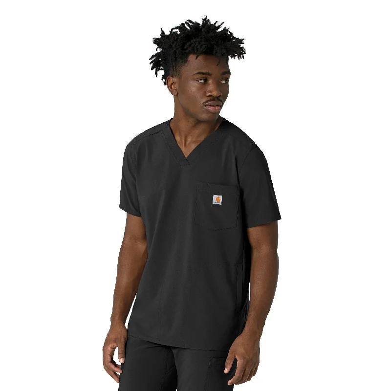 Carhartt Force Cross-Flex Men's V-Neck Scrub Top - Black Relaxed Men's Beach