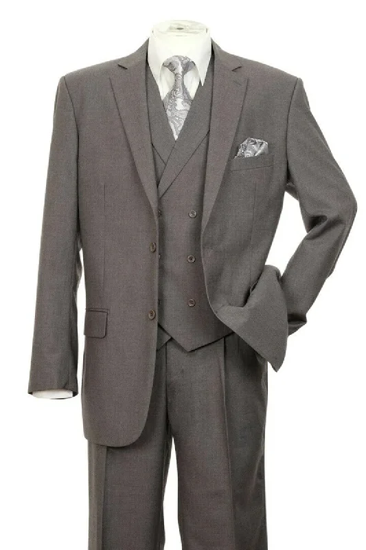 Mens 2 button Pleated Pant Suit in Charcoal Grey With Double Breasted Vest Sharp Men's Italian Mens 2 button Pleated Pant Suit in Charcoal Grey With Double Breasted Vest Sharp Men's Italian
