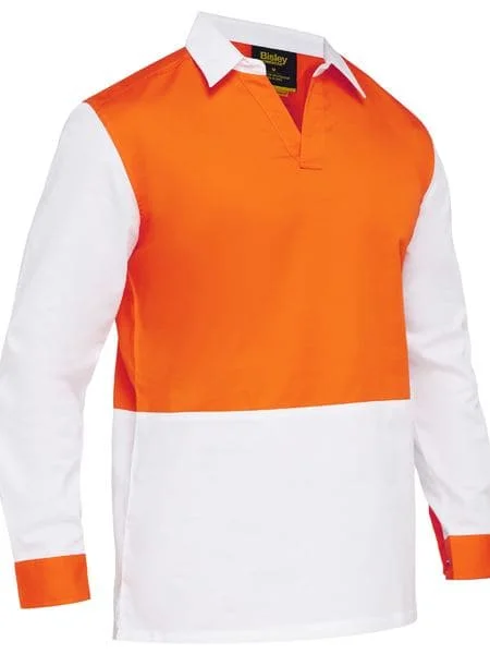 Bisley Two Tone Hi Vis V-Neck Long Sleeve Shirt (BS6405) Tough Men's Military