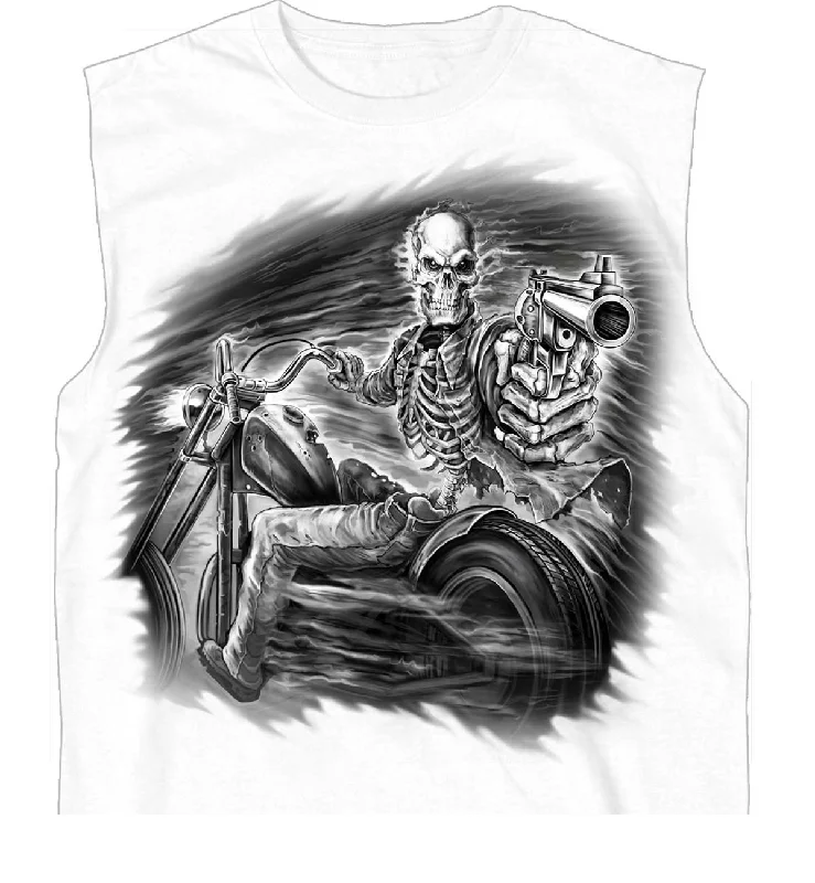 Hot Leathers GMT3459 Mens Assassin Rider White Sleeveless Shooter Tank Top Shirt Modern Men's Geometric