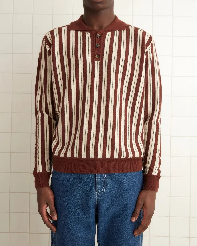 Bode | Hogan Stripe Polo | Brown Multi Edgy Men's Punk