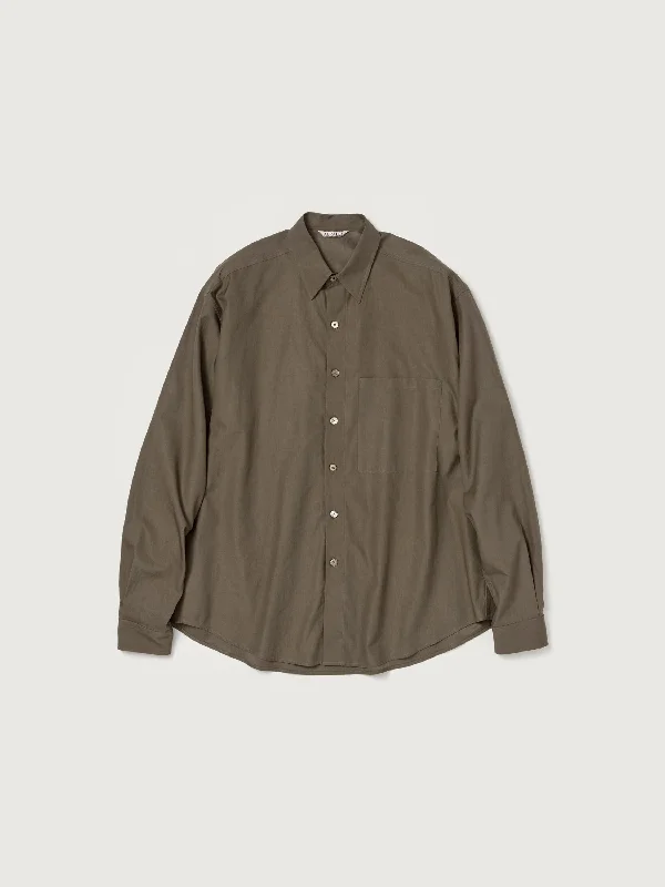 Auralee Washed Finx Twill Big Shirt - Brown Cozy Men's Sherpa