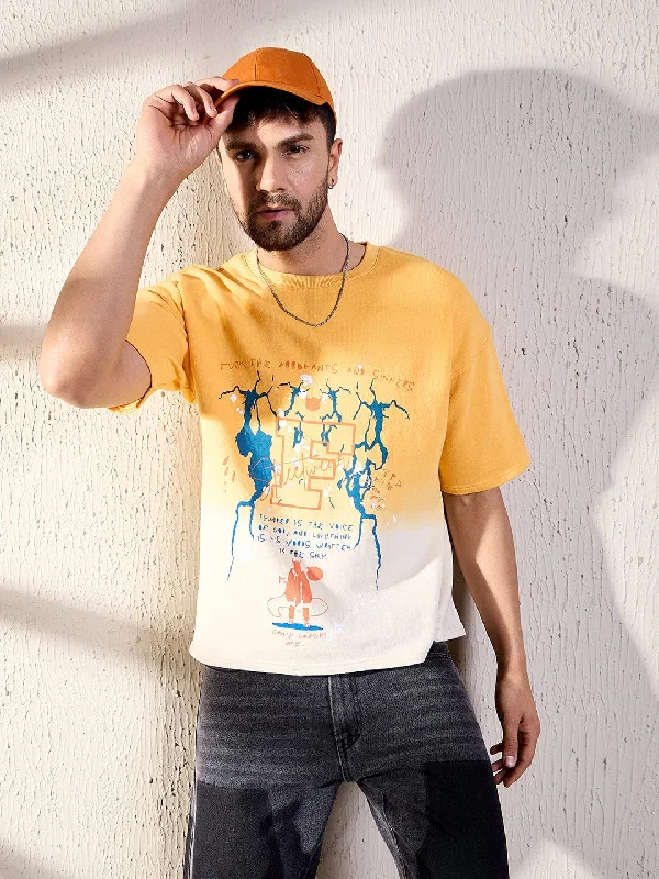 Yellow Ombre Oversized Graphic Tshirt Vintage Men's 1970S Disco