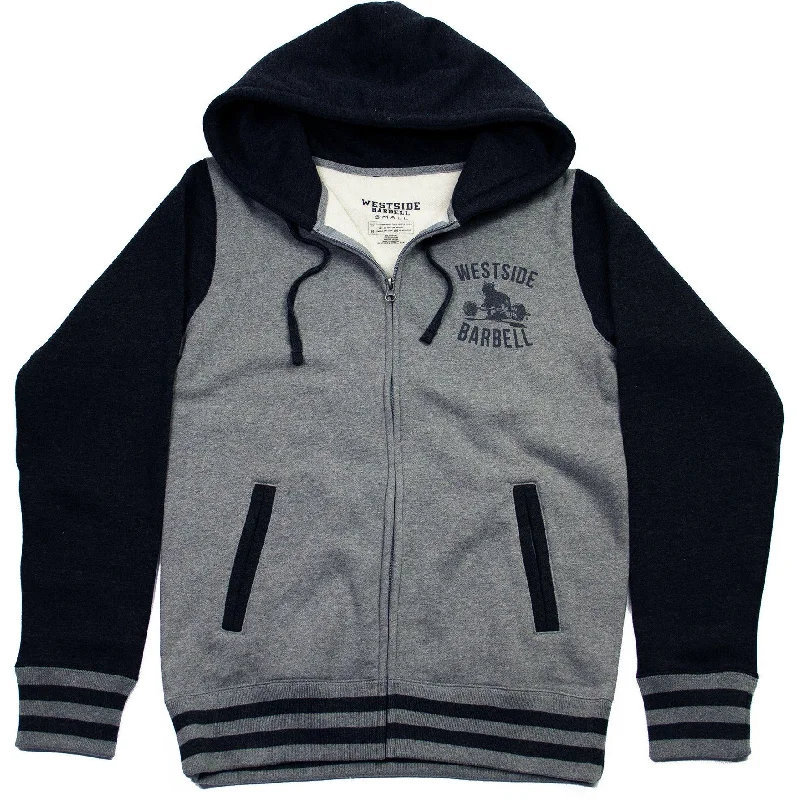 WSBB Mens Varsity Style Full Zip Hooded Sweatshirt Elegant Men's Cashmere