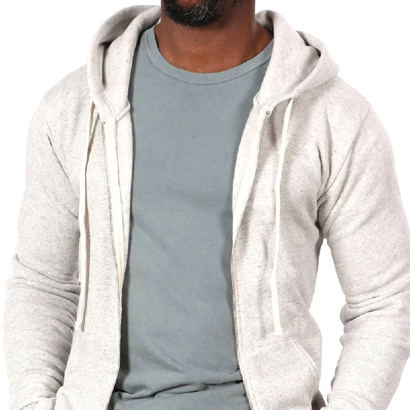 White Heather Salt & Pepper Full Zip Hoodie Traditional Men's Wool